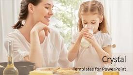  Presentation with milk - Theme featuring breakfast children - girl drinking milk background and a lemonade colored foreground