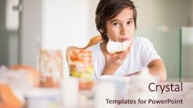  Presentation with breakfast children - Beautiful presentation featuring breakfast children - happy kids at home backdrop and a lemonade colored foreground