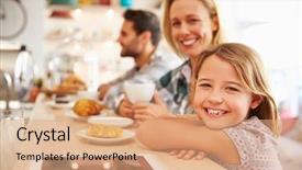  Presentation with child obesity - Audience pleasing presentation theme consisting of breakfast children - woman with child in cafe backdrop and a  colored foreground
