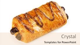  Presentation with tea croissant - Colorful PPT layouts enhanced with breakfast concept - croissant and tea isolated on white backdrop and a yellow colored foreground