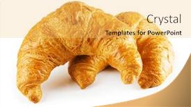 Presentation with tea croissant - Beautiful PPT layouts featuring breakfast concept - croissant and tea isolated on white backdrop and a yellow colored foreground