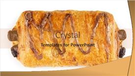  Presentation with tea croissant - Audience pleasing presentation theme consisting of breakfast concept - croissant and tea isolated on white backdrop and a gold colored foreground