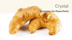  Presentation with tea croissant - PPT theme with breakfast concept - croissant and tea isolated on white background and a blonde colored foreground