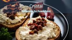  Presentation with cheese - Audience pleasing slide deck consisting of breakfast-cottage-cheese-bread-bruschetta backdrop and a ocean colored foreground