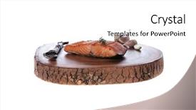  Presentation with white healthy food - PPT layouts enhanced with breakfast delicious portion fresh roast salmon fillet dry spices garlic rosemary wooden plate with black forged handmade fork healthy food diet cooking concept isolated on white background empty space background and a white colored foreground