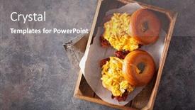  Presentation with breakfast sandwich - Slide set with breakfast-egg-and-bacon-sandwich background and a gray colored foreground