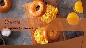  Presentation with breakfast sandwich - Audience pleasing presentation design consisting of breakfast-egg-and-bacon-sandwich backdrop and a red colored foreground