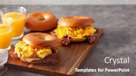  Presentation with breakfast sandwich - Cool new slide set with breakfast-egg-and-bacon-sandwich backdrop and a tawny brown colored foreground