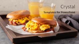  Presentation with breakfast sandwich - Presentation design featuring breakfast-egg-and-bacon-sandwich background and a coral colored foreground