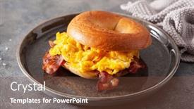  Presentation with breakfast sandwich - Cool new PPT theme with breakfast-egg-and-bacon-sandwich backdrop and a tawny brown colored foreground