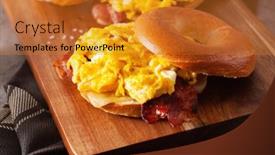  Presentation with breakfast sandwich - Amazing presentation design having breakfast-egg-and-bacon-sandwich backdrop and a gold colored foreground