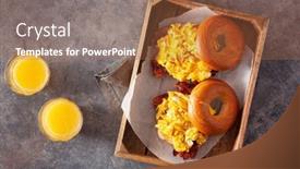  Presentation with breakfast sandwich - Presentation design with breakfast-egg-and-bacon-sandwich background and a coral colored foreground