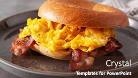  Presentation with breakfast sandwich - Audience pleasing PPT layouts consisting of breakfast-egg-and-bacon-sandwich backdrop and a tawny brown colored foreground
