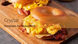  Presentation with breakfast sandwich - Amazing slide deck having breakfast-egg-and-bacon-sandwich backdrop and a gold colored foreground