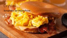  Presentation with breakfast sandwich - Presentation having breakfast-egg-and-bacon-sandwich background and a gold colored foreground