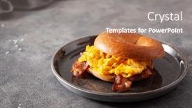  Presentation with breakfast sandwich - PPT theme having breakfast-egg-and-bacon-sandwich background and a gray colored foreground