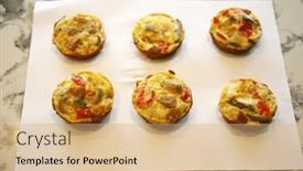 Presentation with diet low carb - PPT theme with breakfast-egg-muffins-egg-cups background and a coral colored foreground