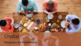  Presentation with breakfast - Presentation design featuring breakfast family and religious concept background and a red colored foreground