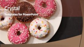 Presentation with delicious in memory - Audience pleasing PPT theme consisting of breakfast food - assorted delicious donut backdrop and a tawny brown colored foreground