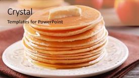  Presentation with honey - Slide deck featuring breakfast food - delicious pancakes with honey background and a coral colored foreground