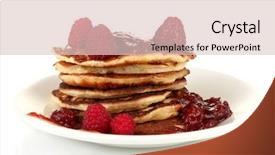  Presentation with sweet - PPT layouts consisting of breakfast food - delicious sweet pancakes isolated background and a lemonade colored foreground