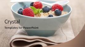  Presentation with berries - PPT layouts with breakfast food - porridge with fresh berries background and a mint green colored foreground