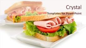  Presentation with breakfast sandwich - Slide deck featuring breakfast food - sandwich with turkey tomato background and a lemonade colored foreground