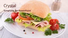  Presentation with sandwich all plates - Colorful PPT theme enhanced with breakfast food - sandwich backdrop and a lemonade colored foreground