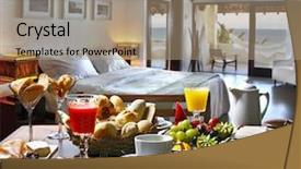  Presentation with resort - Slide set consisting of breakfast hotel background and a coral colored foreground