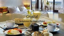  Presentation with hotel resort - Amazing PPT theme having breakfast hotel backdrop and a yellow colored foreground