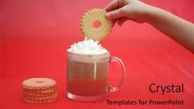  Presentation with christmas chocolate - PPT theme consisting of breakfast importance - hot chocolate a young boy background and a red colored foreground