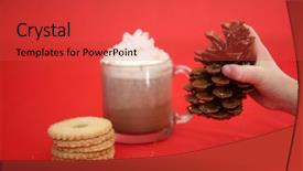  Presentation with christmas chocolate - Colorful presentation enhanced with breakfast importance - hot chocolate a young boy backdrop and a red colored foreground