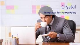  Presentation with employee working in industry - Presentation enhanced with breakfast importance - young handsome employee working background and a  colored foreground