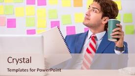  Presentation with special education young adult man - Cool new PPT layouts with breakfast importance - young handsome man in conflicting backdrop and a  colored foreground