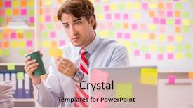  Presentation with young man holdng laptop on lap money - Colorful presentation theme enhanced with breakfast importance - young handsome man in conflicting backdrop and a lemonade colored foreground