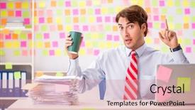 Presentation with concept - PPT theme having breakfast importance - young handsome man in conflicting background and a  colored foreground