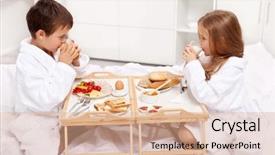 Presentation with well being for kids - Cool new PPT layouts with breakfast in bed - kids having backdrop and a coral colored foreground