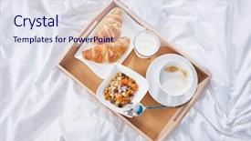  Presentation with breakfast - Presentation consisting of breakfast in bed with coffee background and a sky blue colored foreground