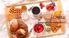  Presentation with breakfast - Audience pleasing theme consisting of breakfast in bed backdrop and a coral colored foreground