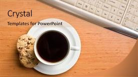  Presentation with cookie - Theme with breakfast in office cookies background and a coral colored foreground