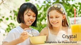  Presentation with summer school - Cool new PPT theme with breakfast in summer camp backdrop and a lemonade colored foreground