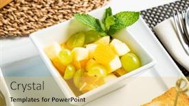  Presentation with breakfast sandwich - Beautiful presentation theme featuring breakfast in the cafe with oatmeal and sandwich backdrop and a yellow colored foreground