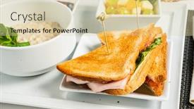  Presentation with breakfast sandwich - Cool new PPT theme with breakfast in the cafe with oatmeal and sandwich backdrop and a lemonade colored foreground