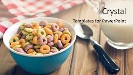  Presentation with cereal - Cool new slides with breakfast kids - colorful cereal rings in bowl backdrop and a lemonade colored foreground