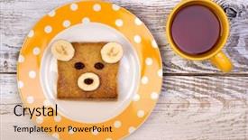  Presentation with breakfast sandwich - Audience pleasing PPT theme consisting of breakfast kids - funny sandwich for a child backdrop and a yellow colored foreground