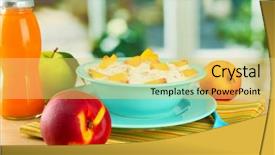  Presentation with healthy food medical bottle - Slide set with breakfast kids - tasty dieting food and bottle background and a  colored foreground