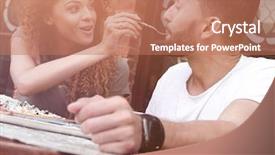  Presentation with catholic couple silhouette of young - Audience pleasing PPT theme consisting of breakfast menu - young couple enjoying coffee backdrop and a coral colored foreground