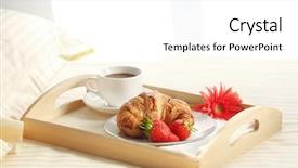  Presentation with breakfast - Colorful presentation theme enhanced with clean backyard area with dry grass and concrete tile walkway backdrop and a coral colored foreground