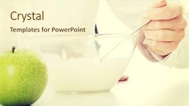 Presentation with healthy breakfast - Cool new presentation theme with breakfast natural yoghurt and apple backdrop and a cream colored foreground
