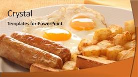  Presentation with sausages - PPT theme consisting of breakfast-of-eggs-sausages-toast background and a lemonade colored foreground